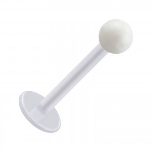 Tragus- / Labret-Piercing PTFE Weiß Kugel Acryl Weiß Transparent