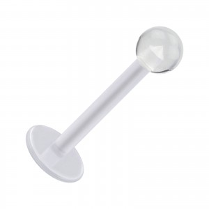Tragus- / Labret-Piercing PTFE Wei&szlig; Kugel Acryl Transparent
