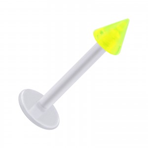 Tragus- / Labret-Piercing PTFE Weiß Spitze Acryl Grün Transparent