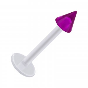 Tragus- / Labret-Piercing PTFE Weiß Spitze Acryl Lila Transparent