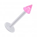 Tragus- / Labret-Piercing PTFE Wei&szlig; Spitze Acryl Rosa Transparent
