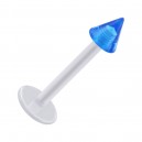Tragus- / Labret-Piercing PTFE Wei&szlig; Spitze Acryl Dunkelblau Transparent