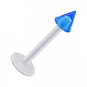 Tragus- / Labret-Piercing PTFE Weiß Spitze Acryl Dunkelblau Transparent