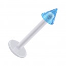 Piercing Labret / Tragus PTFE Blanco Spike Acryl Azul Claro Transparente