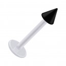 Tragus- / Labret-Piercing PTFE Wei&szlig; Spitze Acryl Schwarz Transparent