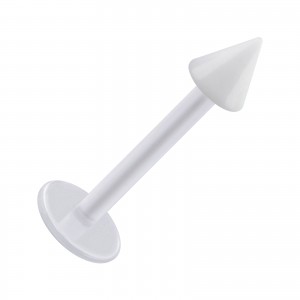 Tragus- / Labret-Piercing PTFE Weiß Spitze Acryl Weiß Transparent