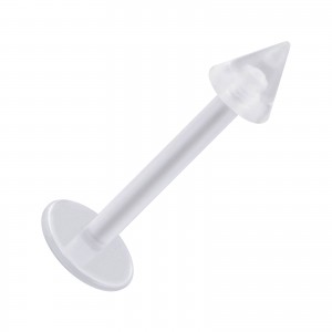 Tragus- / Labret-Piercing PTFE Weiß Spitze Acryl Transparent