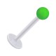 White PTFE Labret/Tragus Bar Ring w/ Green Acryl Opaque Ball