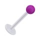White PTFE Labret/Tragus Bar Ring w/ Purple Acryl Opaque Ball