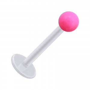 Tragus- / Labret-Piercing PTFE Wei&szlig; Kugel Opak Acryl Rosa