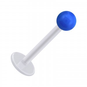 Tragus- / Labret-Piercing PTFE Weiß Kugel Opak Acryl Dunkelblau