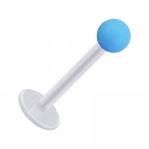 Tragus- / Labret-Piercing PTFE Weiß Kugel Opak Acryl Hellblau