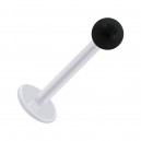 Tragus- / Labret-Piercing PTFE Wei&szlig; Kugel Opak Acryl Schwarz