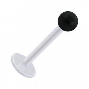 Tragus- / Labret-Piercing PTFE Weiß Kugel Opak Acryl Schwarz