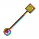 Dice Rainbow Anodized Tongue Barbell Ring Piercing