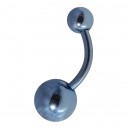 Light Blue Anodized Belly Bar Navel Button Ring w/ Balls