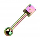 Dice Rainbow Anodized Tragus/Helix Jewel Piercing Barbell