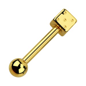 Piercing Helix- / Tragus-Schmuck Eloxiert Golden W&uuml;rfel