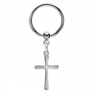 BCR-Piercing-Ring Chirurgenstahl 316L mit Dünnes Lateinisches Kreuz