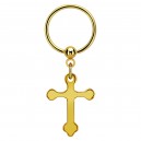Gold Anodized BCR Piercing Ring with Large Latin Cross
