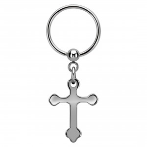 BCR-Piercing-Ring Chirurgenstahl 316L mit Großes Lateinisches Kreuz