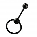 CBR Ring Slave Black Anodized Tongue Barbell Piercing