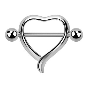 Nipple-Piercing Rounder Stahl 316L Corazón Zwei Kugeln