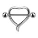 Two Balls Heart 316L Steel Rounder Nipple Piercing Ring