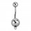 Simple 316L Steel Navel Bar Belly Button Ring w/ Pendant-Clip