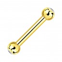 Helix- / Knorpel-Piercing Eloxiert Golden Zwei Strass Wei&szlig;