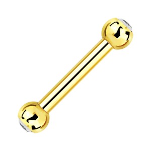 Helix- / Knorpel-Piercing Eloxiert Golden Zwei Strass Weiß