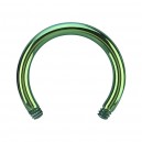 Einzelner Piercing-Stab Hufeisen Titan Grad 23 Eloxiert Grün