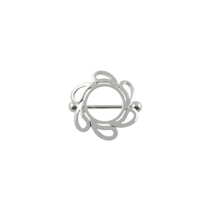 316L Surgical Steel Nipple Ring w/ Flower Ornament 2