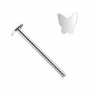 Gerader Nasenpiercing-Pin 14 Karat Wei&szlig;Gold Schmetterling