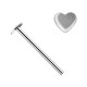 Gerader Nasenpiercing-Pin 14 Karat WeißGold Herz