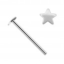 Gerader Nasenpiercing-Pin 14 Karat Wei&szlig;Gold Stern