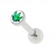 Green Cannabis Straight Helix/Tragus Cartilage Ring Piercing