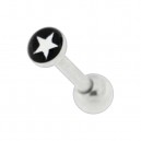 Knorpel-Piercing Helix / Tragus Straight Stern Wei&szlig; / Schwarz