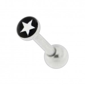 Knorpel-Piercing Helix / Tragus Straight Stern Weiß / Schwarz