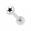 Black/White Star Straight Helix/Tragus Cartilage Ring Piercing
