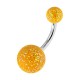 Colorful Glitter Yellow Acrylic Navel Bar Belly Button Ring