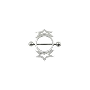316L Surgical Steel Nipple Ring w/ Two Stars Ornament