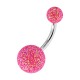 Colorful Glitter Pink Acrylic Navel Bar Belly Button Ring
