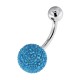 Navel Belly Button Ring Bar w/ Light Blue Small Synthetic Pearls Ball
