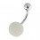 Navel Belly Button Ring Bar w/ White Small Synthetic Pearls Ball