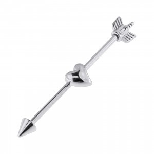 Heart 316L Surgical Steel Industrial Barbell Piercing