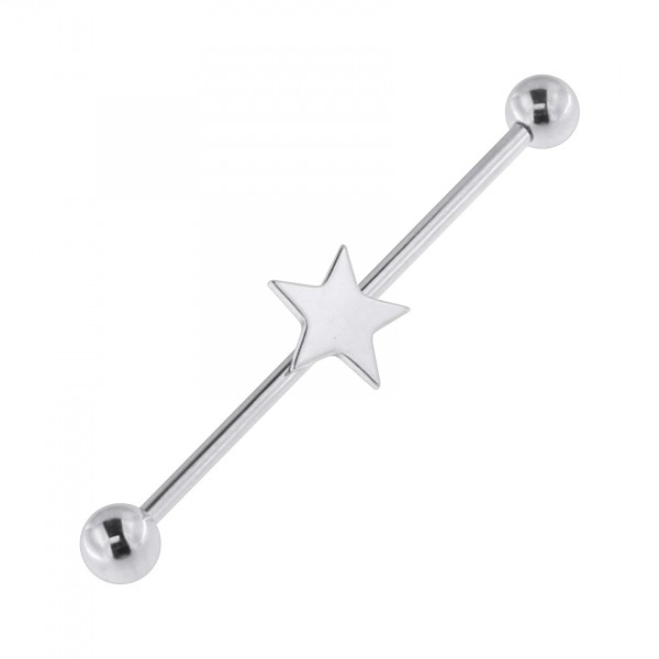 316L Stainless Steel Jeweled Star Industrial Barbell