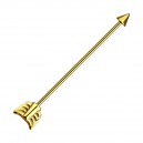 Gold Anodized Arrow Industrial Barbell Ring