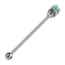 Industrial-Piercing Totenkopf Zwei Augen Strass T&uuml;rkis