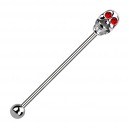 Industrial-Piercing Totenkopf Zwei Augen Strass Rot